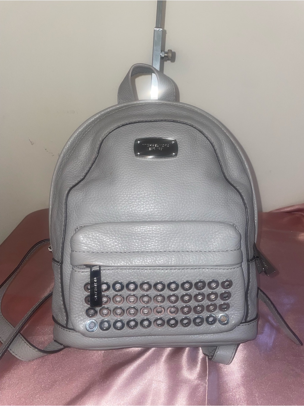 Authentic Michael Kors Purse #085nc Jet Set Item Xs Studded Backpack In Gray